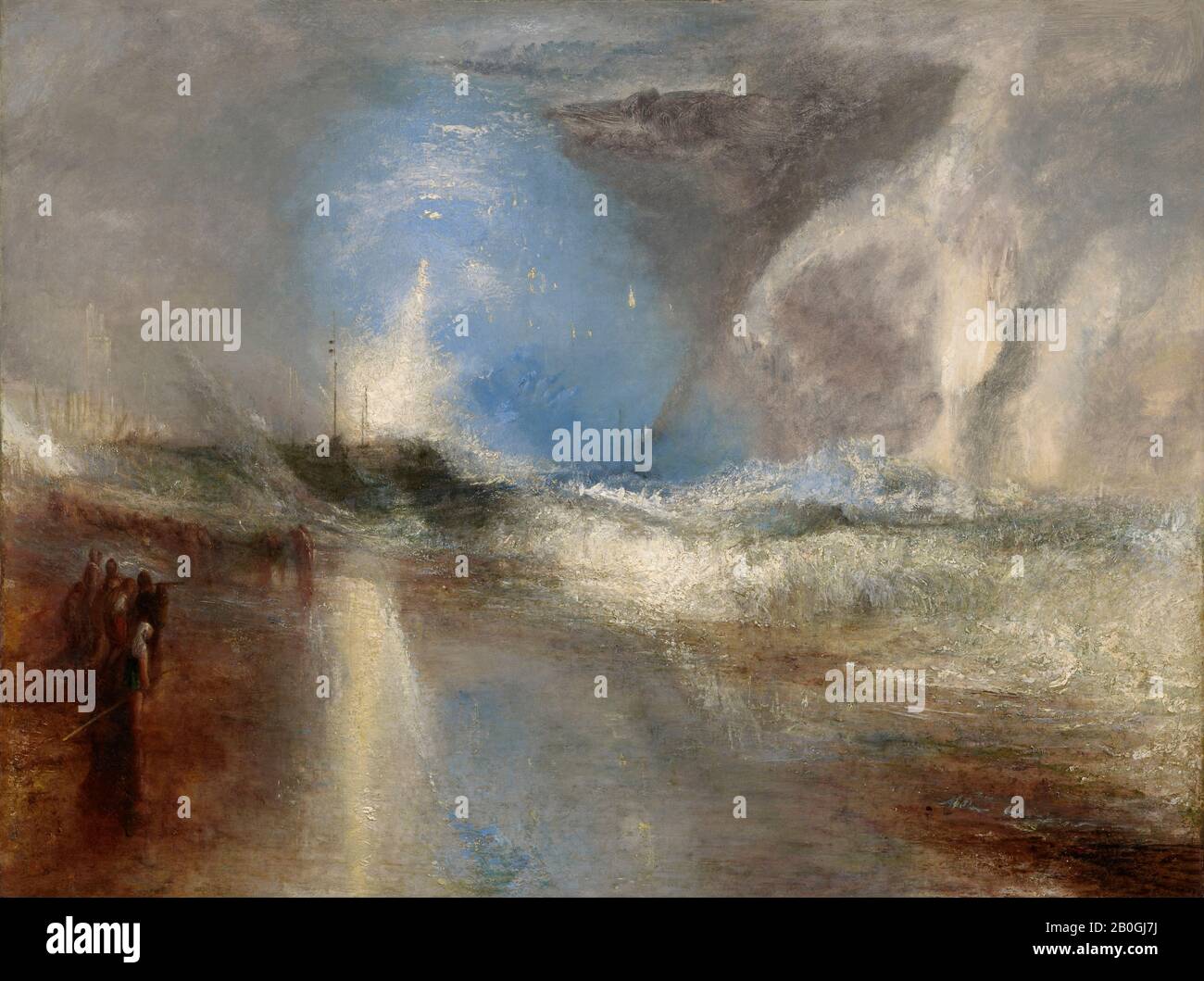 Joseph Mallord William Turner, inglese, 1775–1851, Rockets e Blue Lights (vicino a Mano) per Avvertire Le Barche A Vapore di Shoal Water, 1840, olio su tela, 36 1/4 x 48 1/8 in. (92,1 x 122,2 cm Foto Stock