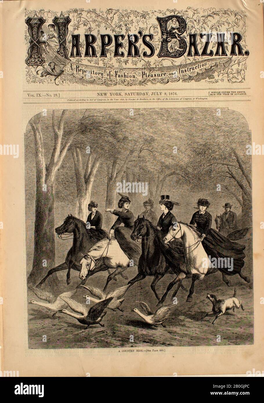 Unknown, A Country Ride, 1876, incisione in legno su carta, immagine: 9 7/8 x 9 5/16 in. (25,1 x 23,7 cm Foto Stock