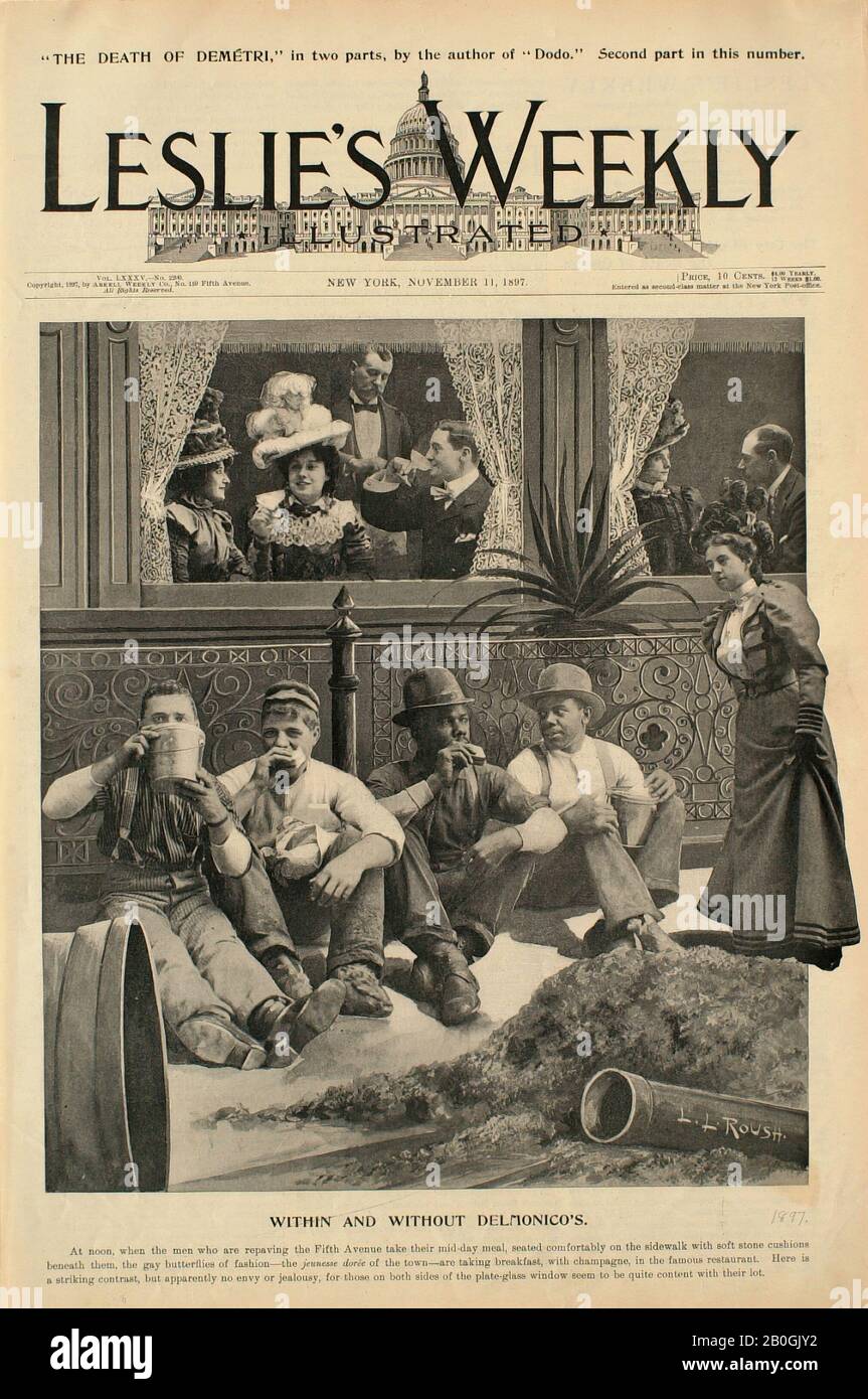 L. Roush, americano, 19th secolo, All'Interno e Senza Delmonico's, 1897, Photografure su carta, immagine: 10 3/16 in. (25,8 cm Foto Stock