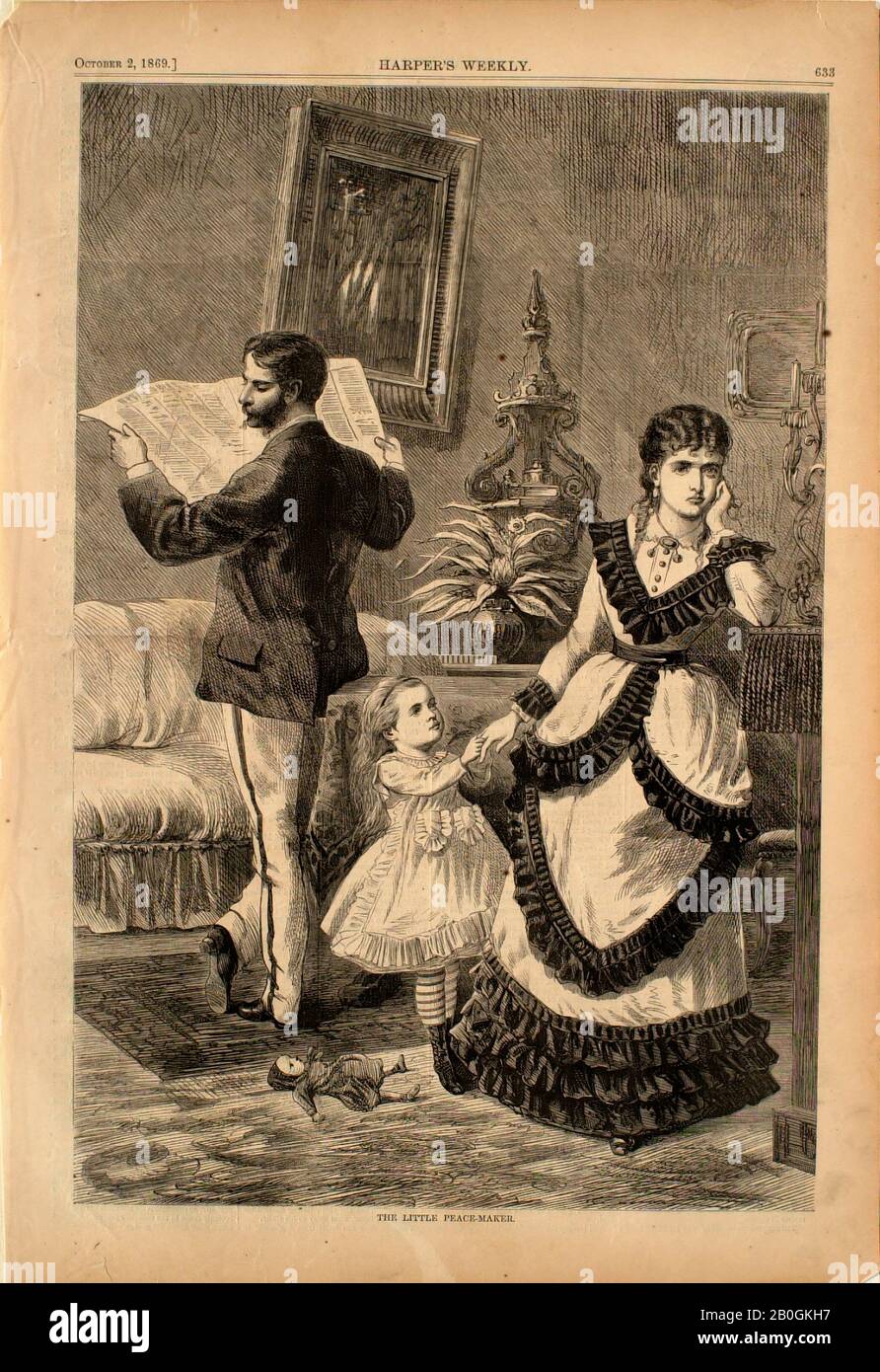 Unknown, The Little Peace-Maker, 1869, incisione su carta, immagine: 13 7/8 x 9 3/16 in. (35,2 x 23,3 cm Foto Stock Unknown, The Little Peace-Maker, 1869, incisione su carta, immagine: 13 7/8 x 9 3/16 in. (35,2 x 23,3 cm Foto Stock