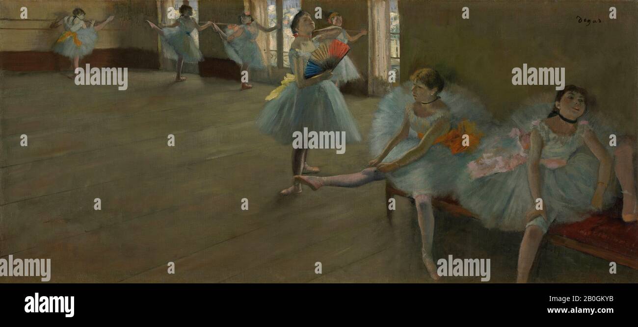 Edgar Degas, francese, 1834-1917, Ballerini in classe, c. 1880, olio su tela, balletto Foto Stock