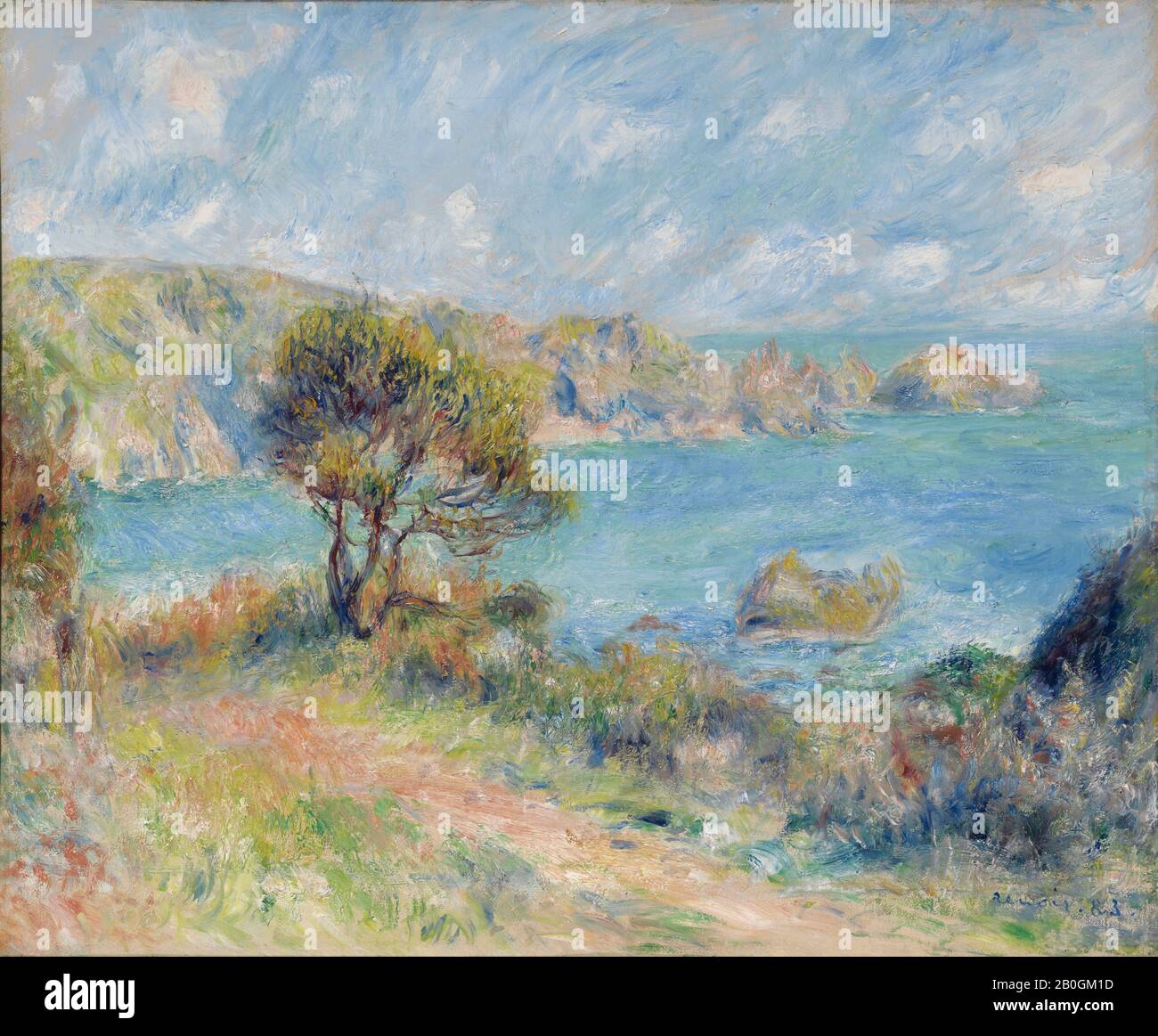 Pierre-Auguste Renoir, francese, 1841–1919, Vista a Guernsey, 1883, olio su tela, 18 1/8 x 21 15/16 in. (46 x 55,7 cm Foto Stock