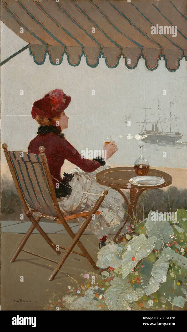 Jean Béraud, francese, 1849–1935, Seaside Café, 1884, olio su tela, 21 5/8 x 13 1/8 in. (54,9 x 33,3 cm Foto Stock