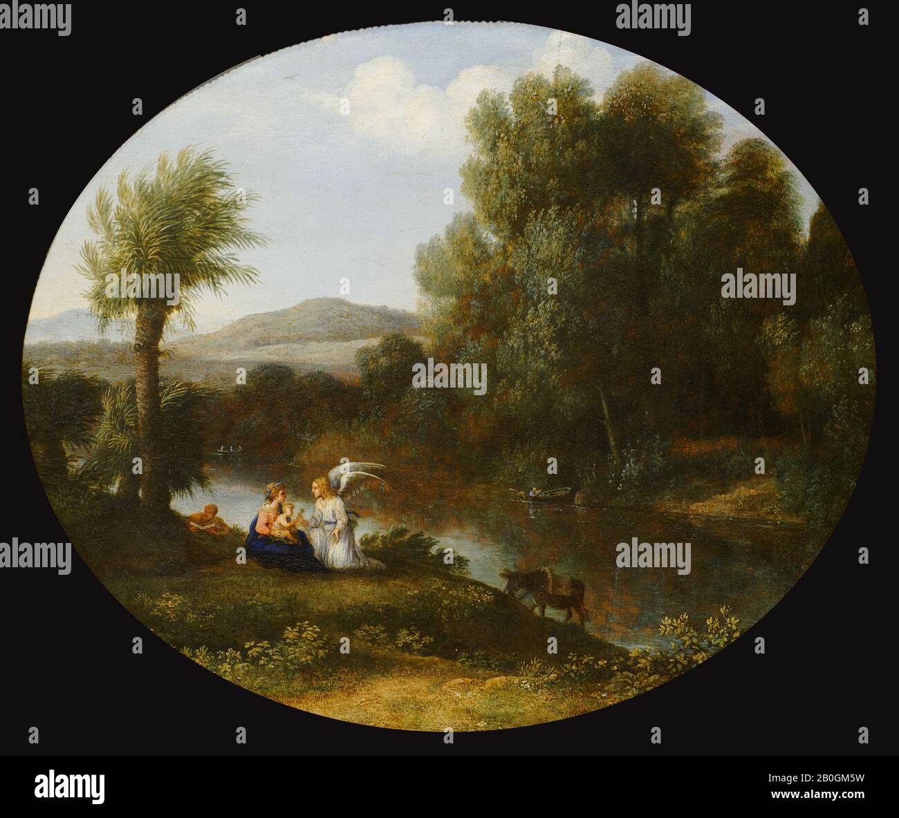 Claude Lorrain, francese, 1604/5–1682, Resto sul volo in Egitto, 1646, olio sul pannello, 12 11/16 x 14 15/16 in. (32,2 x 38 cm Foto Stock