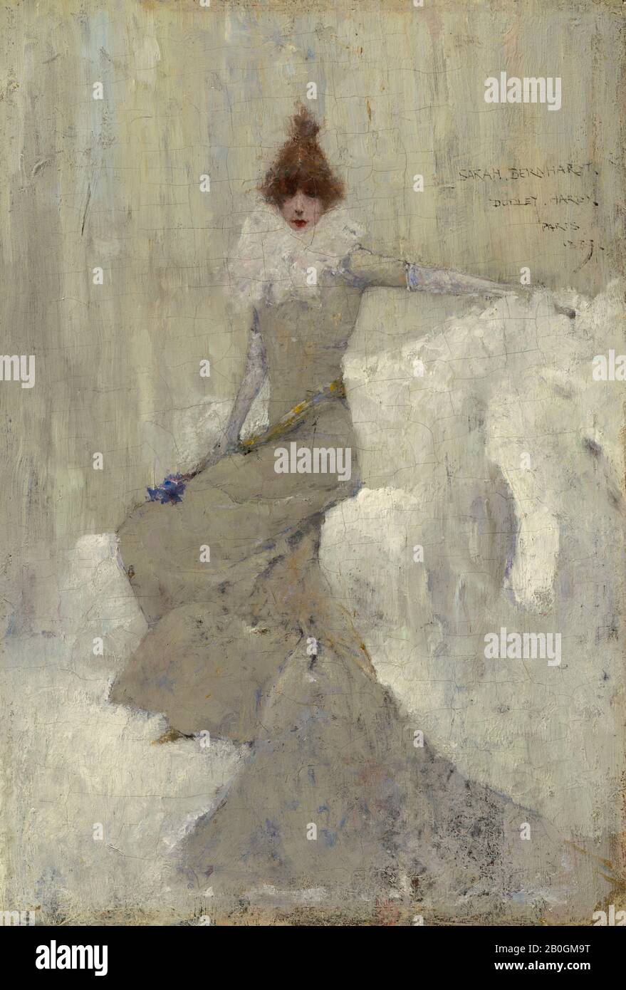 Dudley Hardy, inglese, 1867–1922, Sarah Bernhardt, 1889, olio sul pannello, 9 1/2 x 6 1/2 in. (24,1 x 16,5 cm Foto Stock