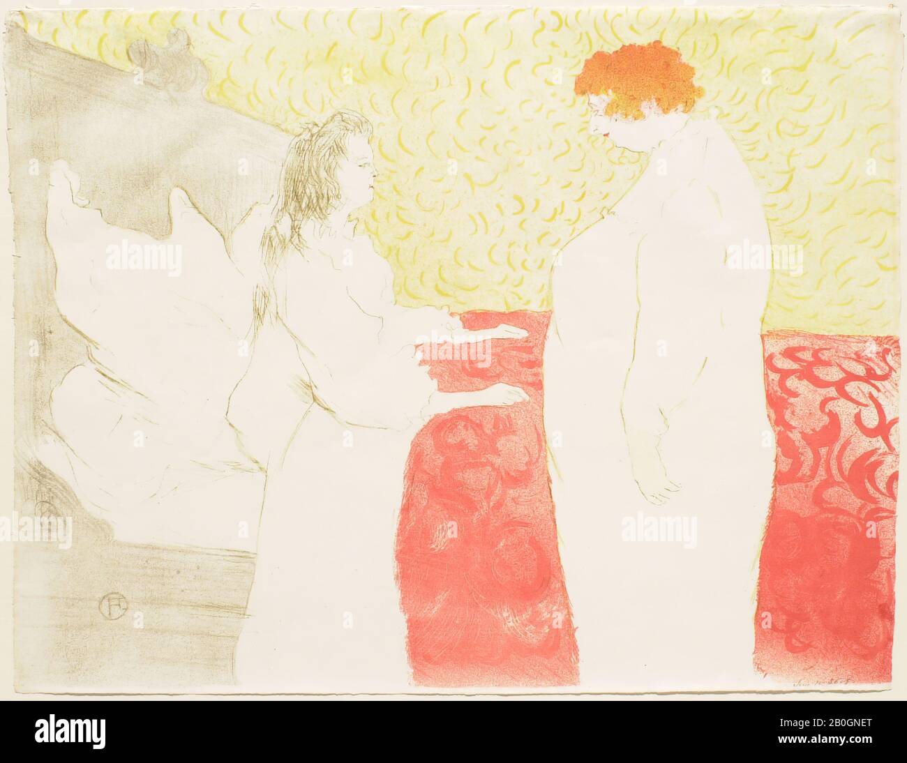 Henri de Toulouse-Lautrec, francese, 1864–1901, Elles: Donna in letto, Visto in Profilo - il risveglio, 1896, litografo su carta, immagine: 15 15/16 x 20 1/2 in. (40,5 x 52 cm Foto Stock