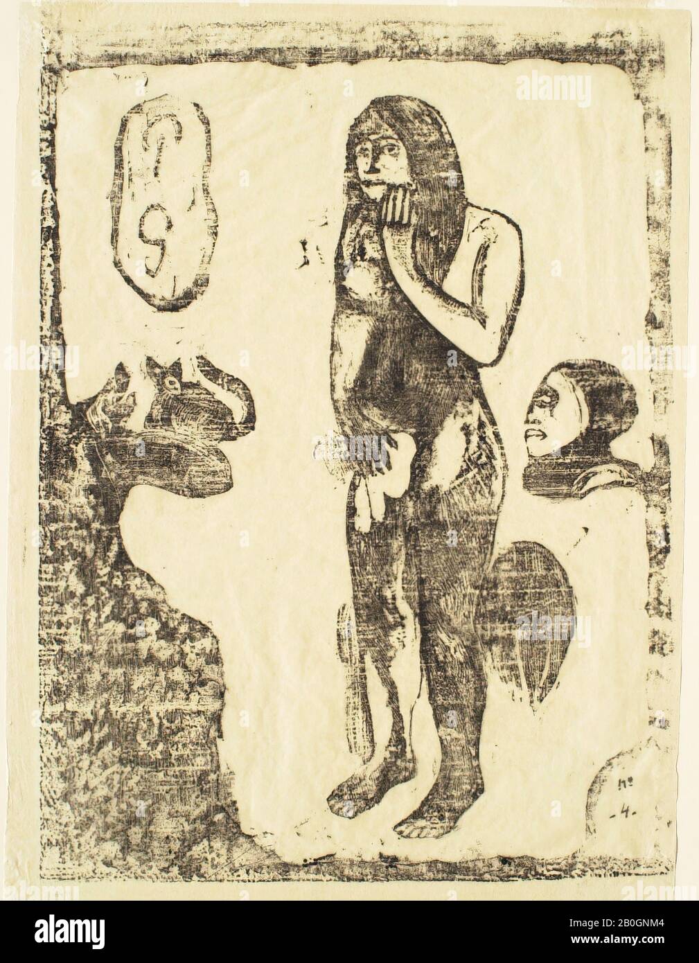 Paul Gauguin, francese, 1848–1903, Eva, 1895–1903, Woodcut su carta tissue giapponese, immagine: 11 5/16 x 8 7/16 in. (28,7 x 21,5 cm Foto Stock