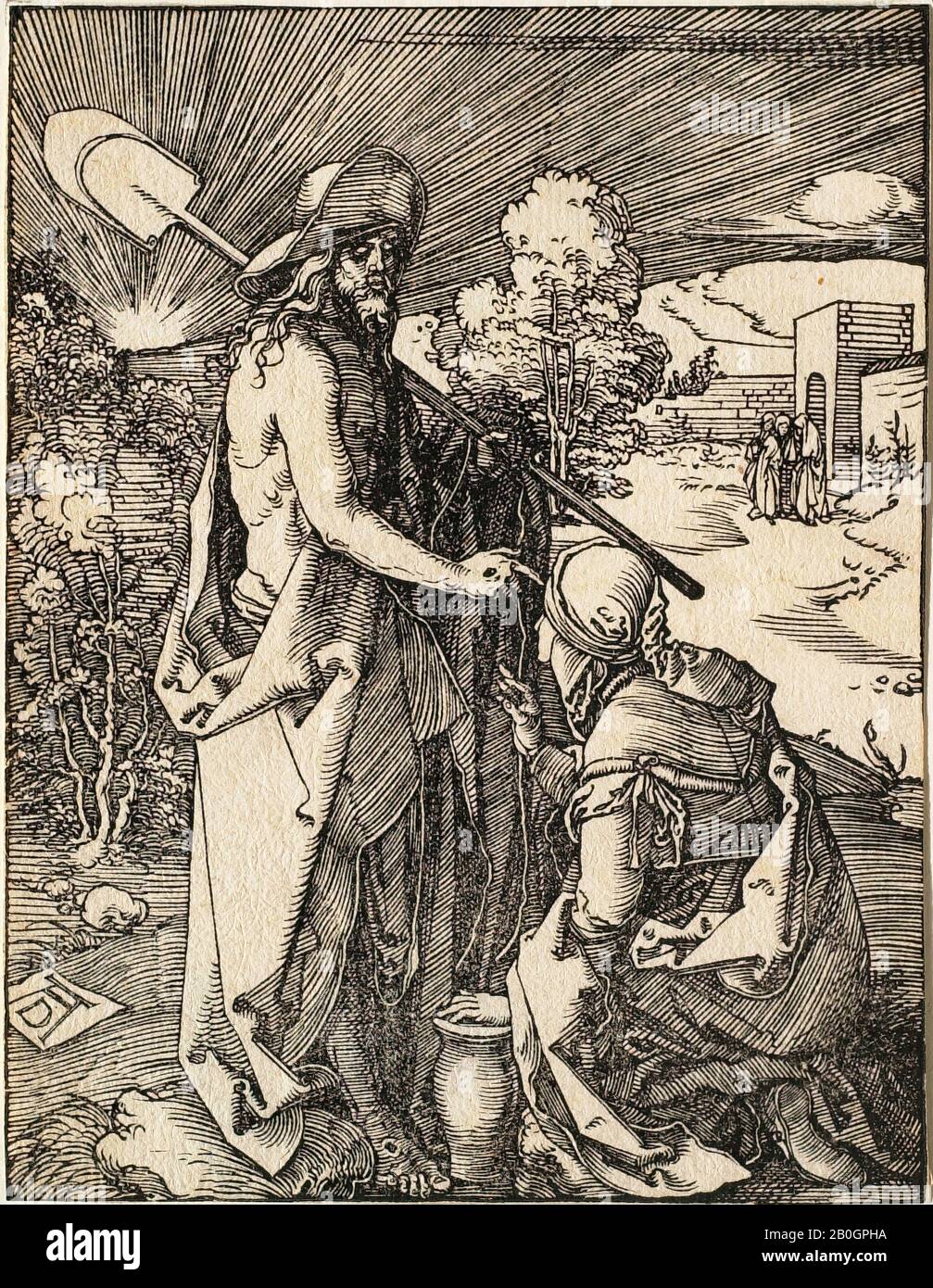 Albrecht Dürer, German, 1471–1528, The Little Passion: Noli Me Tangere, 1509–1511, Woodcut su carta, immagine: 5 x 3 13/16 in. (12,7 x 9,7 cm Foto Stock