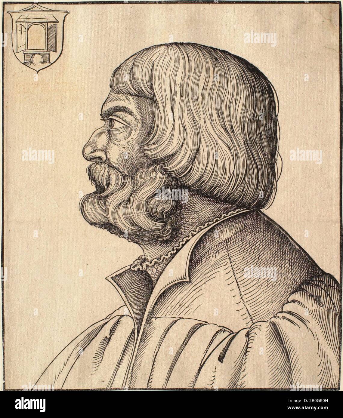 Albrecht Dürer, German, 1471–1528, Dürer Profile, 1527, Woodcut su carta, Confine: 11 9/16 x 9 15/16 in. (29,4 x 25,3 cm Foto Stock