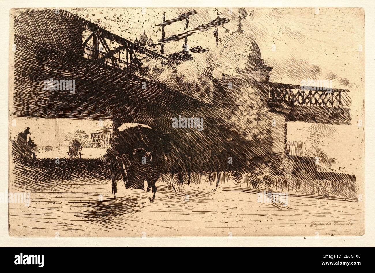 Giuseppe de Nittis, italiano o francese, 1846–1884, Vista di Londra, 1874?,  Incisione su carta straccia, piatto: 5 1/2 x 8 9/16 in. (13,9 x 21,7 cm  Foto stock - Alamy