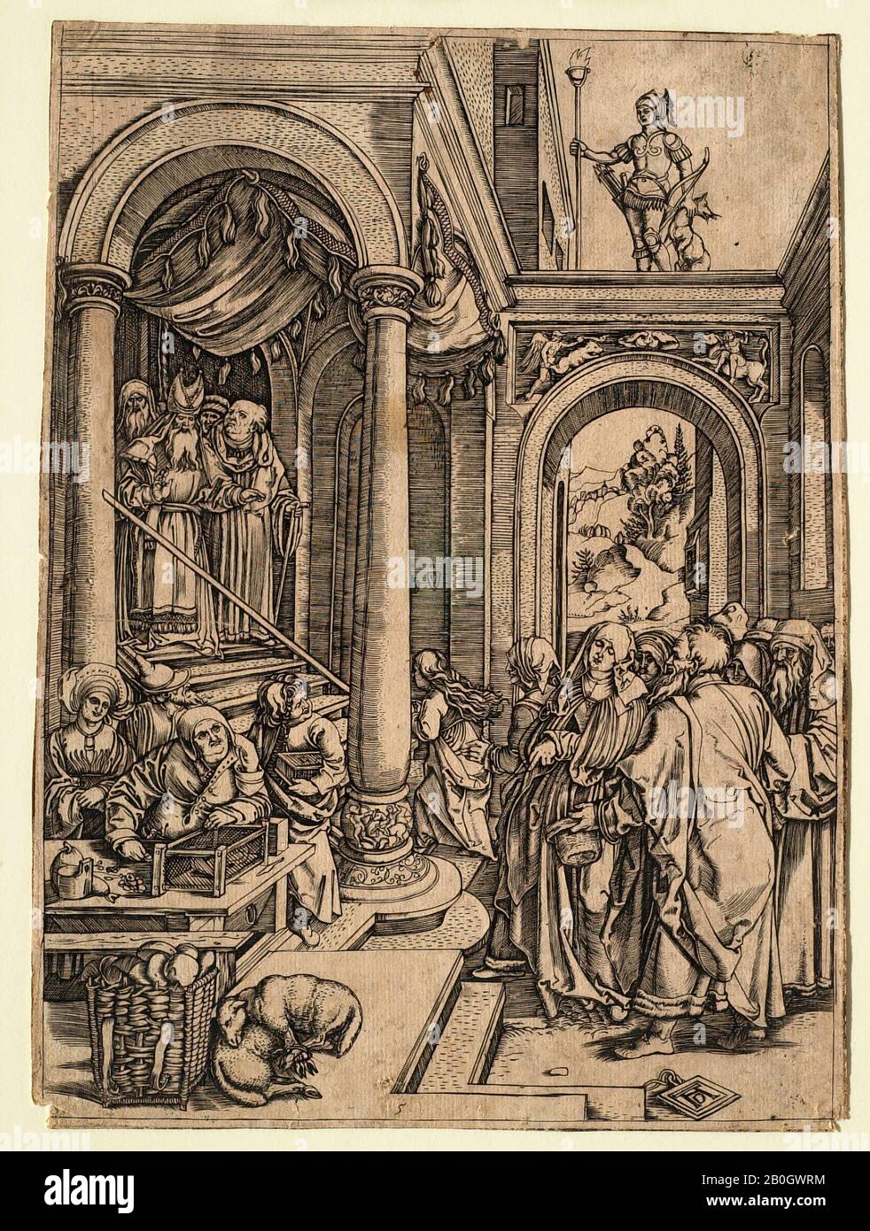 Sconosciuto, Dopo Albrecht Dürer, (tedesco, 1471–1528), la Presentazione di Maria nel Tempio, 18th secolo?, Woodcut su carta, Nel Complesso: 11 7/16 x 8 7/16 in. (29,1 x 21,5 cm Foto Stock