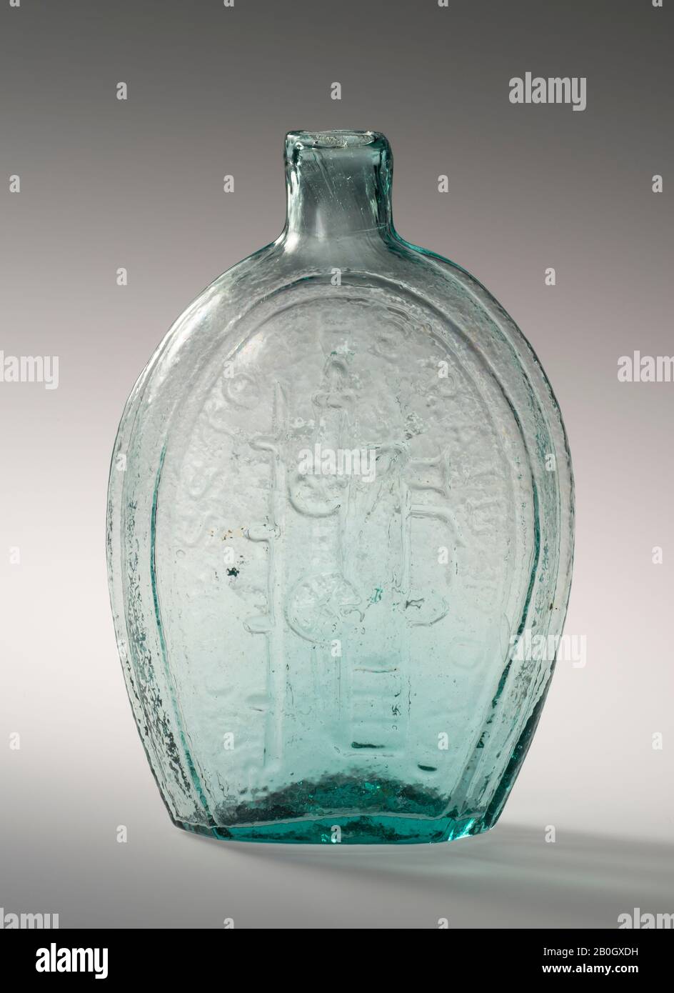 Lancaster Glass Works, Cucina Americana, 1849–1908, Figk Figurato, C. 1849–60, vetro Aquamarine, altezza: 6 11/16 in. (17 cm Foto Stock