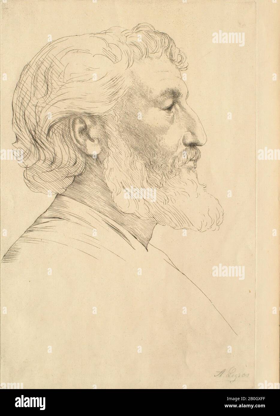 Alphonse Legros, Francese, 1837–1911, Sir Frederic Leighton, C. 1878, Incisione e cartongesso su carta, lastra: 15 x 9 15/16 in. (38,1 x 25,3 cm Foto Stock