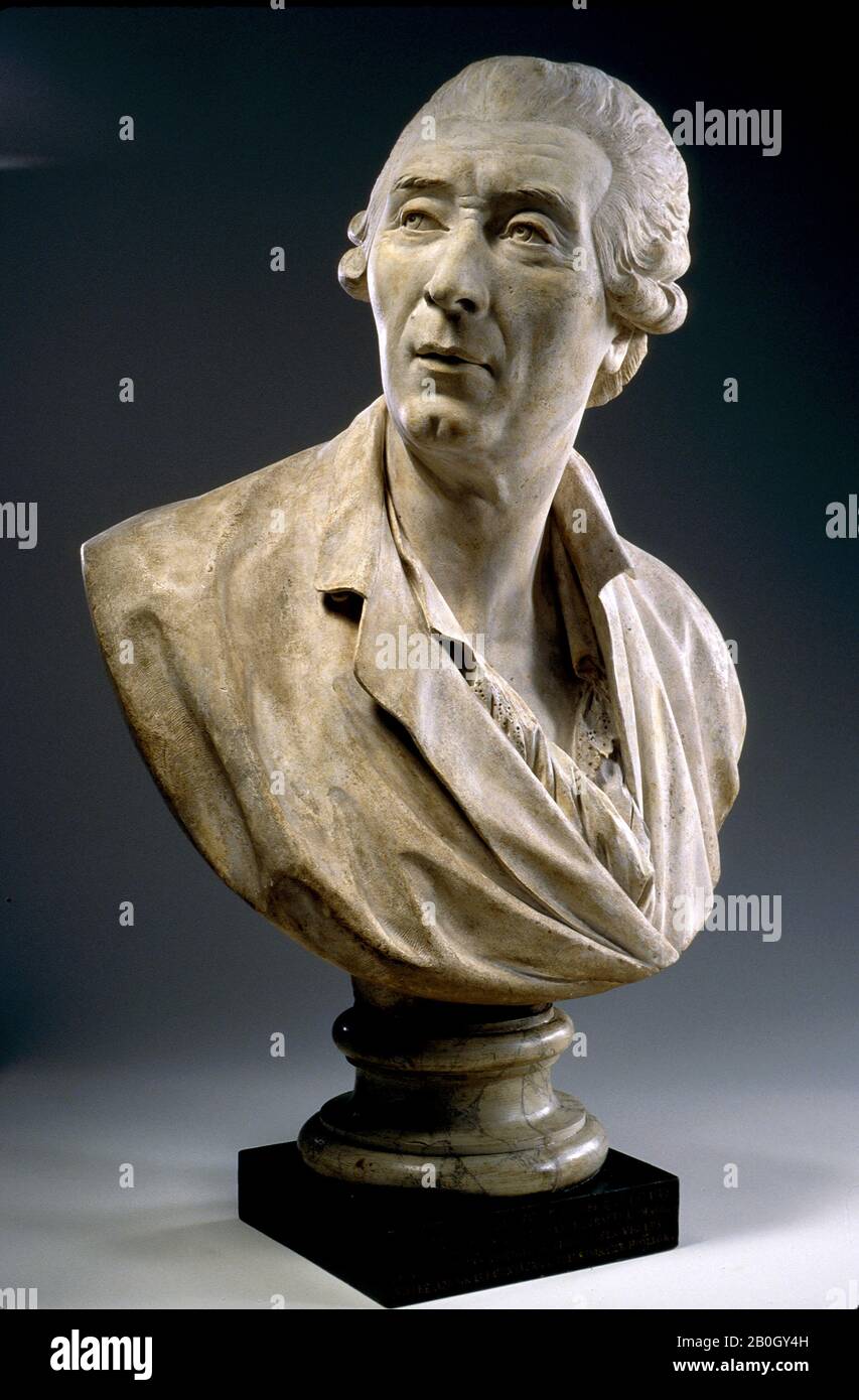 Augustin Pajou, francese, 1730–1809, Busto di un uomo, 1791, intonaco, 22 13/16 x 23 5/8 in. (58 x 60 cm Foto Stock