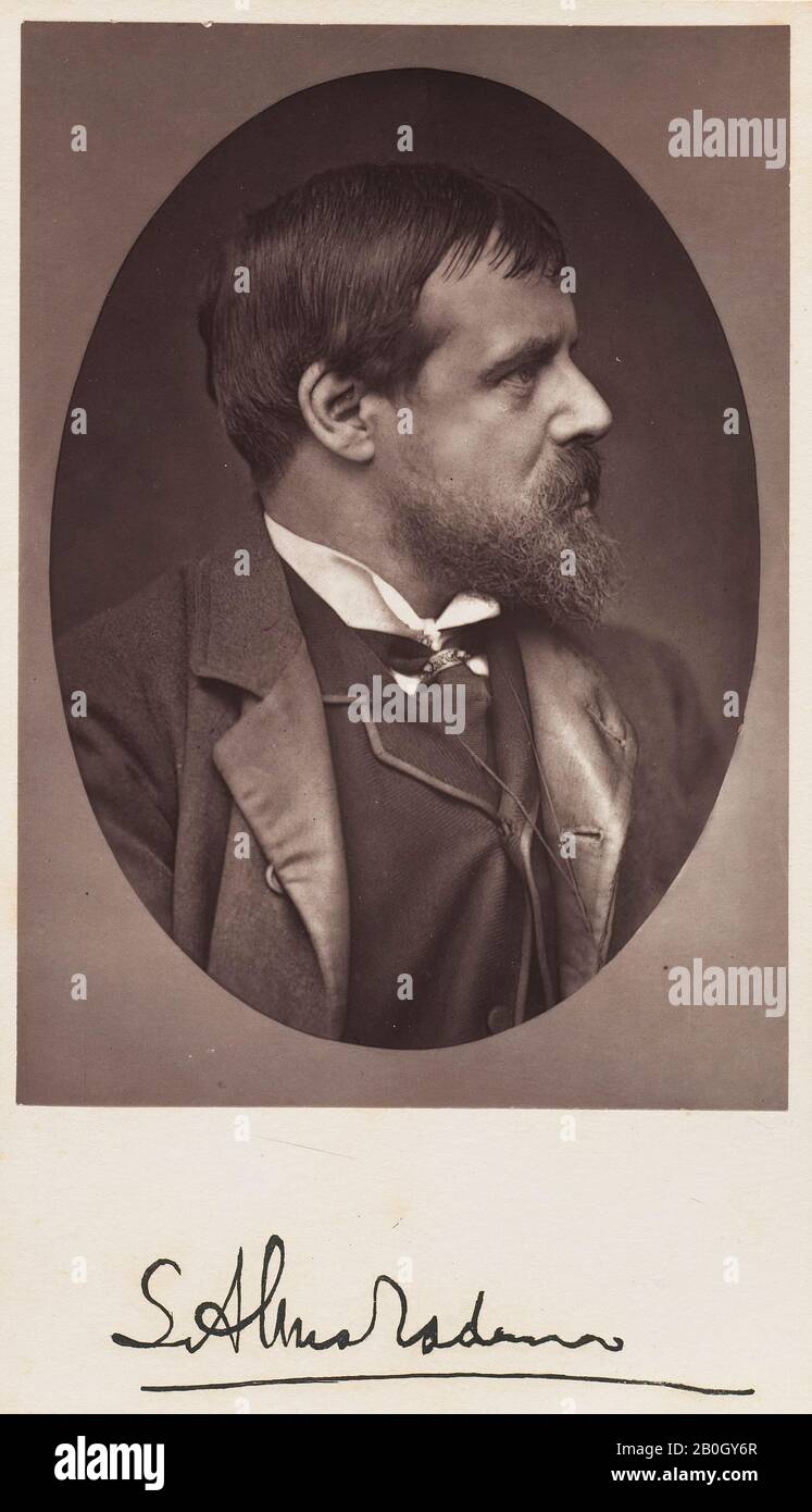 Sconosciuto, Sir Lawrence Alma-Tadema, Woodburytype o Carbon, immagine: 4 15/16 x 3 1/2 in. (12,5 x 8,9 cm Foto Stock