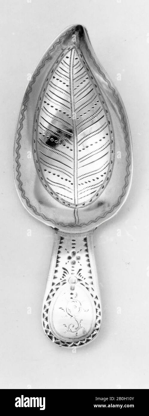 Forse John Fisher, Inglese, Morì Nel 1846, Caddy Spoon, Nel 1799/1800, Silver, Nel Complesso: 3 1/2 In. (8,9 cm Foto Stock
