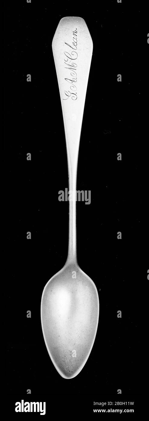 T. P. Down, americano, morto 1816, Tea Spoon, c.. 1800, Argento, Totale: 5 15/16 in. (15,1 cm Foto Stock