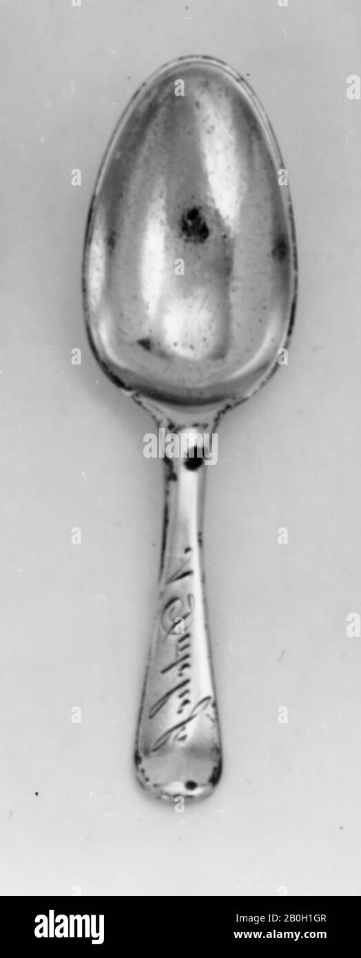 Mark dei maker oscurato, S?, inglese, Caddy Spoon, c. 1760, Argento, Totale: 3 9/16 in. (9 cm Foto Stock