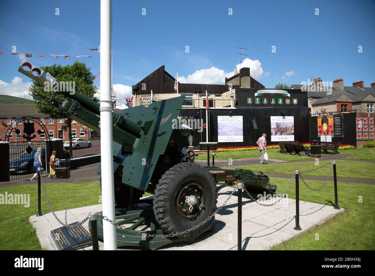 14.07.2019, Belfast, Irlanda del Nord, Gran Bretagna - Memorial alle unità Ulster dell'esercito britannico nella prima guerra mondiale, Shankill Road, parte protestante di Foto Stock