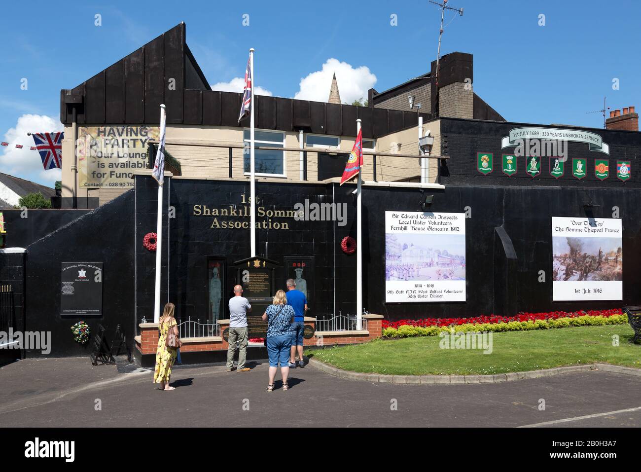 14.07.2019, Belfast, Irlanda del Nord, Gran Bretagna - Memorial alle unità Ulster dell'esercito britannico nella prima guerra mondiale, Shankill Road, parte protestante di Foto Stock