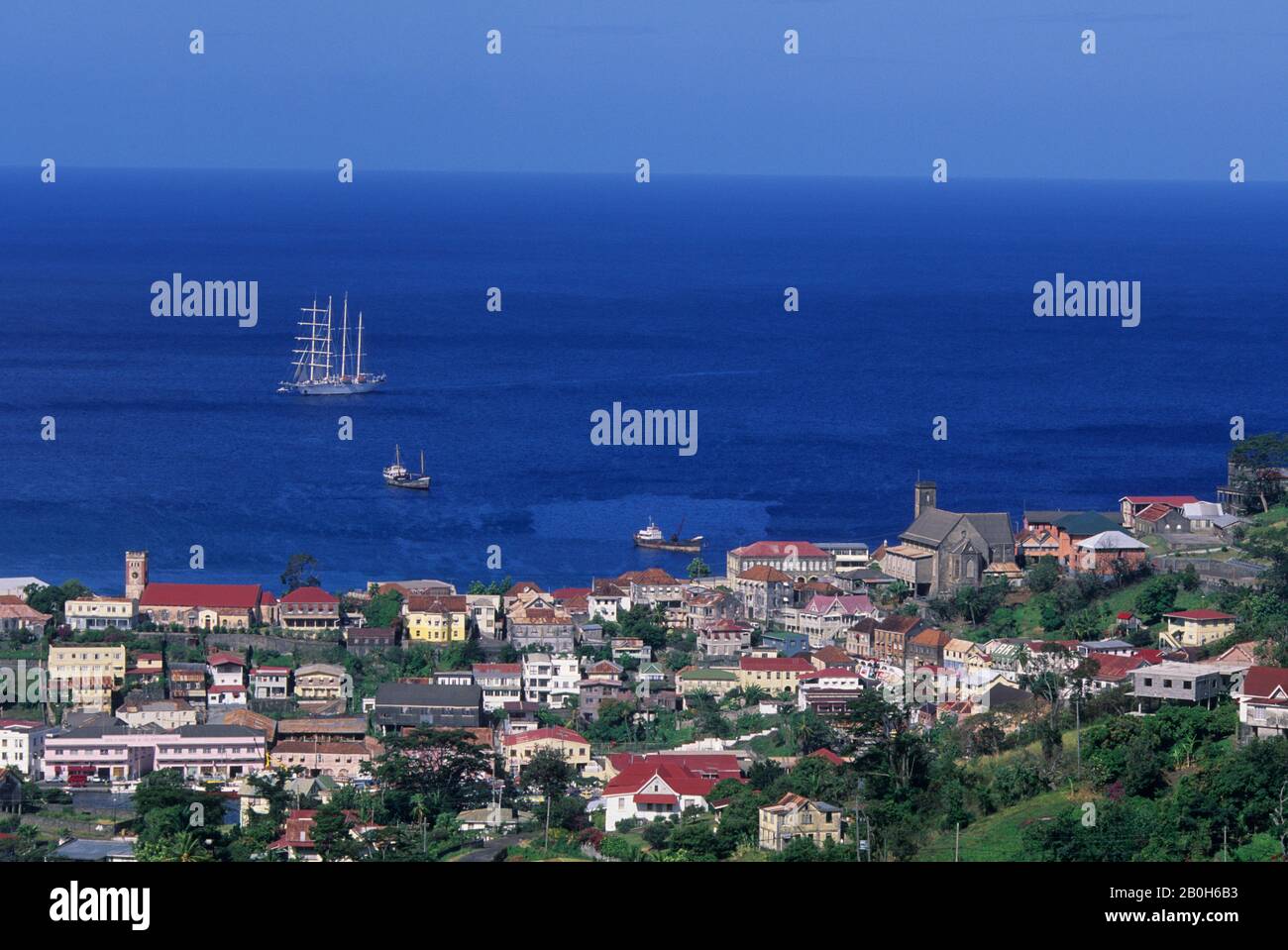 GRENADA, FORT FREDERICK, VISTA SULLA ST. GEORGE'S. Foto Stock