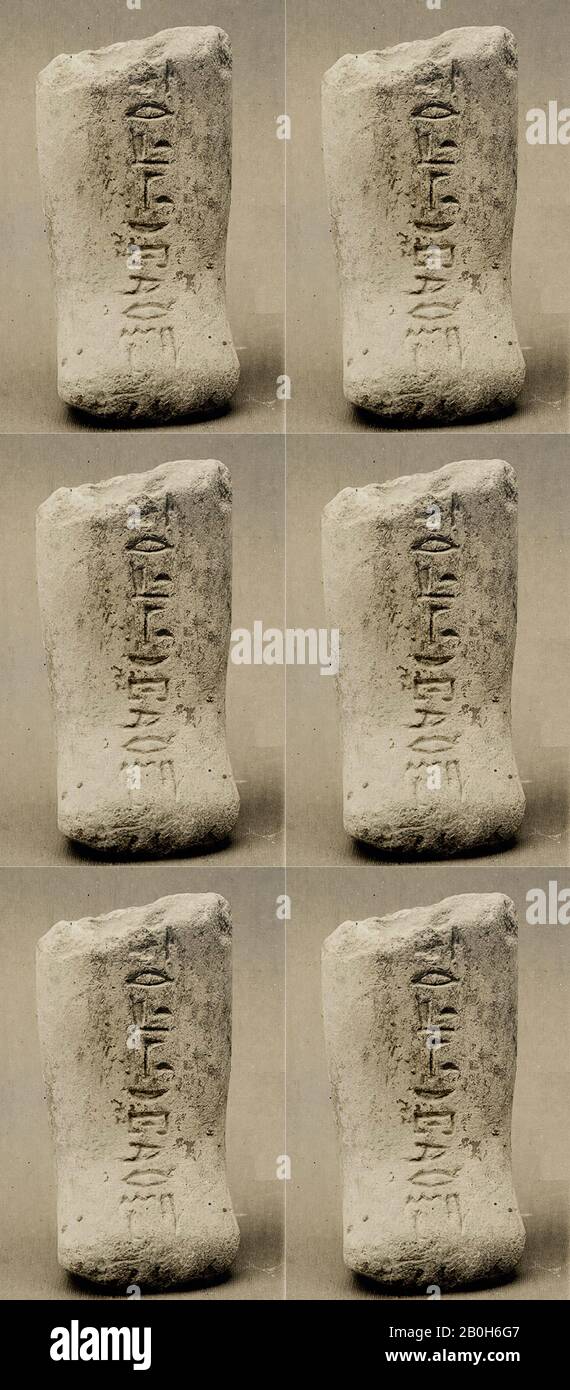 Parte inferiore di uno shabti, Regno Medio, Dinastia 12–13, ca. 1981–1640 a.C., Dall'Egitto, regione Memphite, Lisht North, Cimitero, 1906–07, Calcare, vernice, h. 9,2 cm Foto Stock