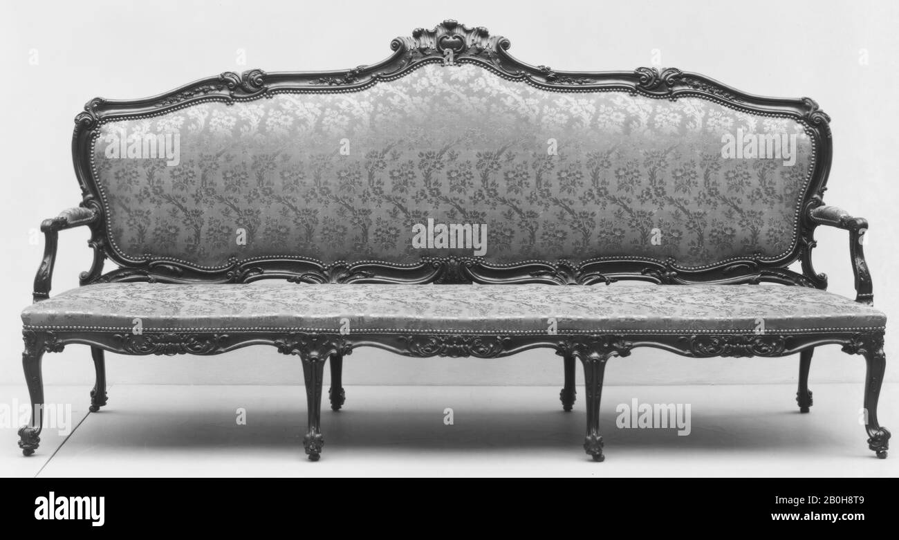 Settee, britannico, ca. 1760, inglese, mogano, 48 1/2 × 97 × 31 in. (123,2 × 246,4 × 78,7 cm), legno-mobili Foto Stock