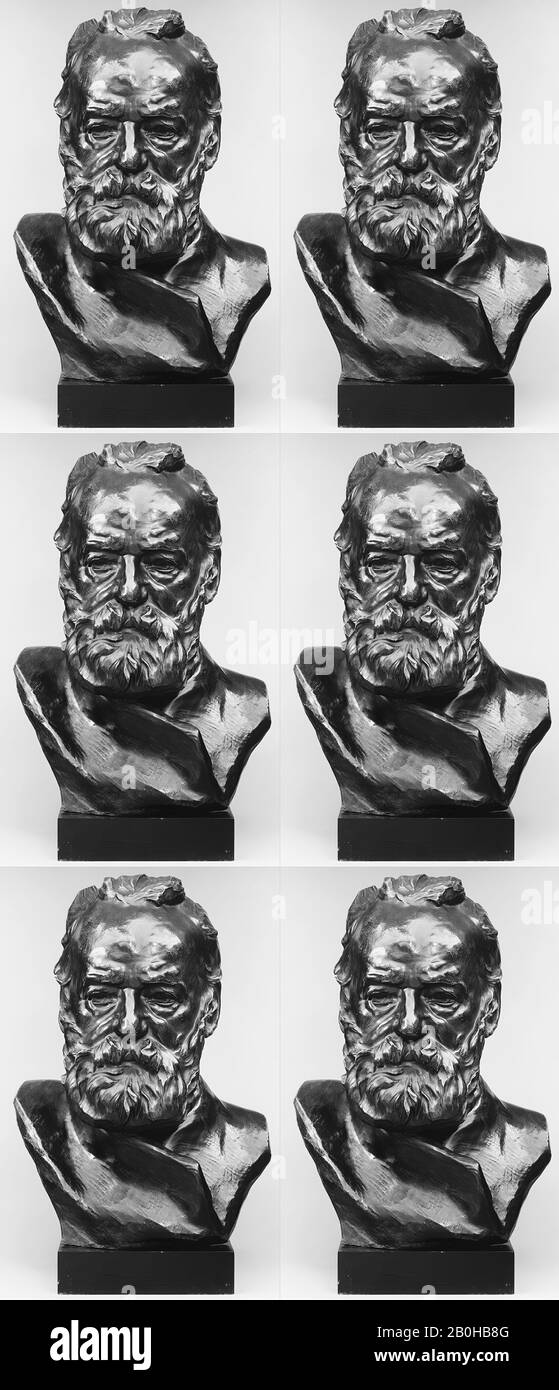 Auguste Rodin, Victor Hugo, francese, Auguste Rodin (francese, Parigi 1840–1917 Meudon), primo modello 1883, francese, bronzo, base in marmo, Totale: 17 1/2 × 12 1/2 × 11 in. (44,5 × 31,8 × 27,9 cm), scultura-bronzo Foto Stock