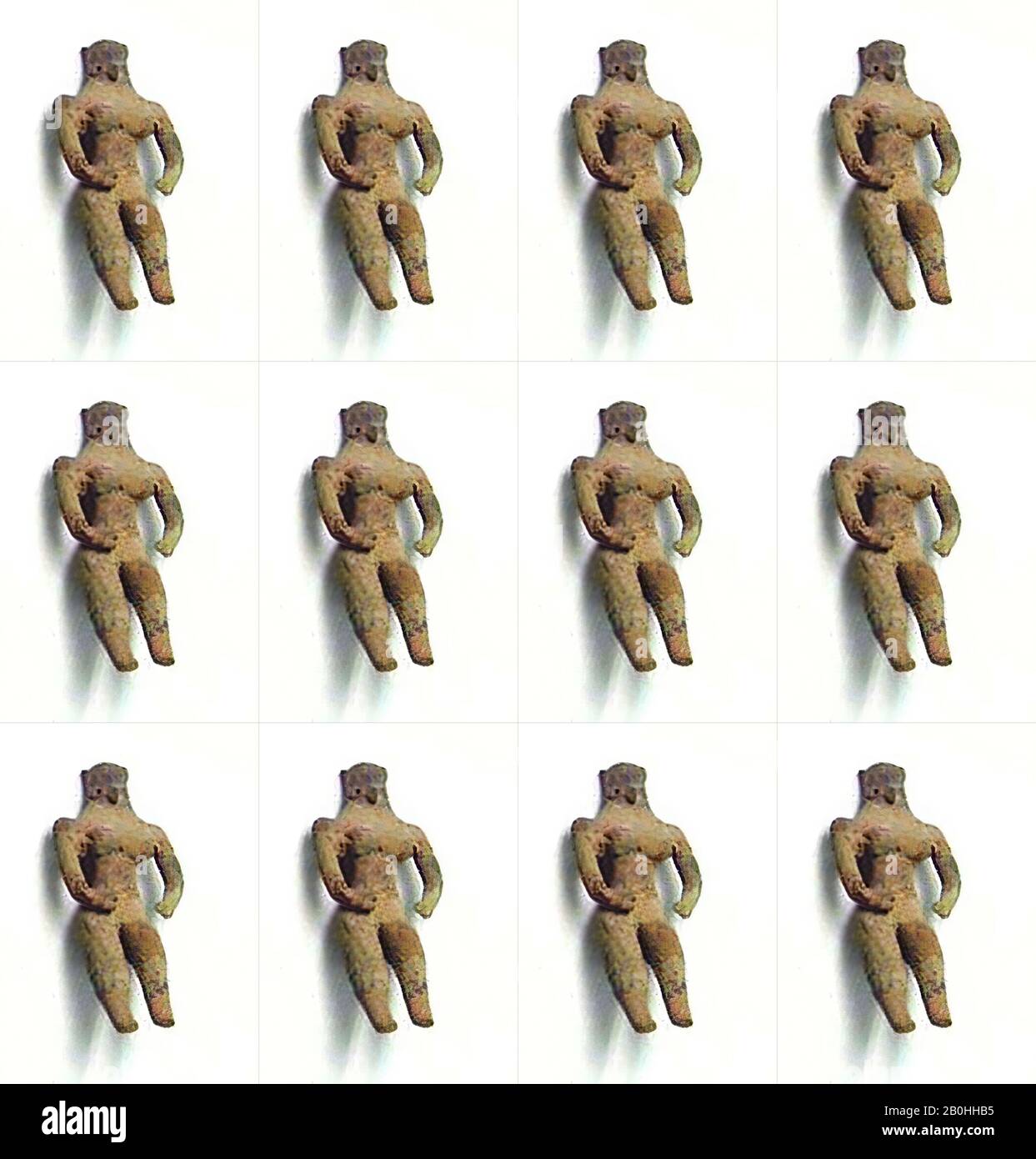 Figura della Dea Della Fertilità, Baluchistan, ca. 2700–2000 a.C., Baluchistan, Terracotta, H. (13,3 cm); W. 2" (5,1 cm); D. 1 3/4 in. (4,4 cm), ceramica Foto Stock