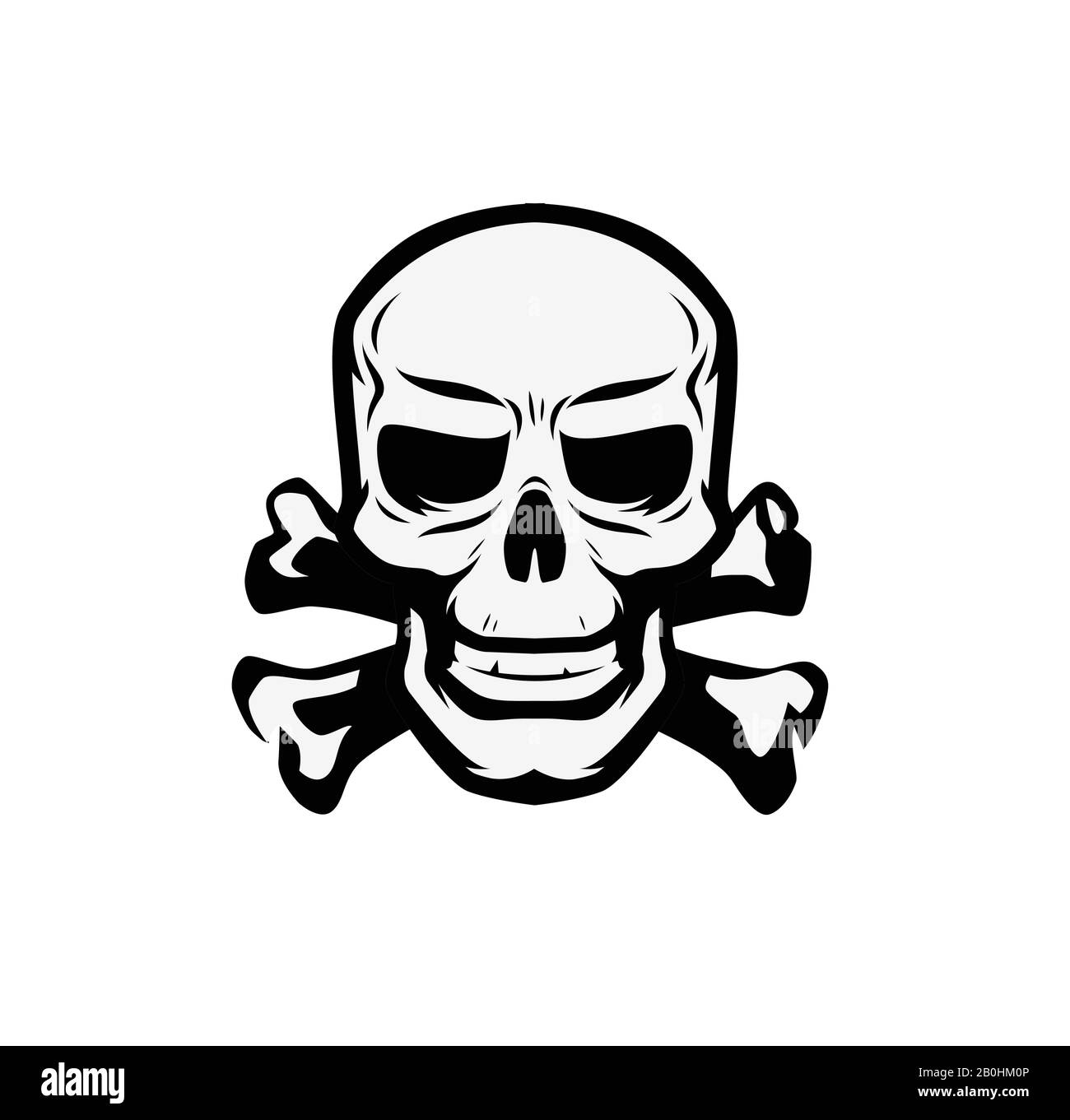 Simbolo cranio e crossone. Jolly Roger, emblema pirata illustrazione vettoriale Illustrazione Vettoriale