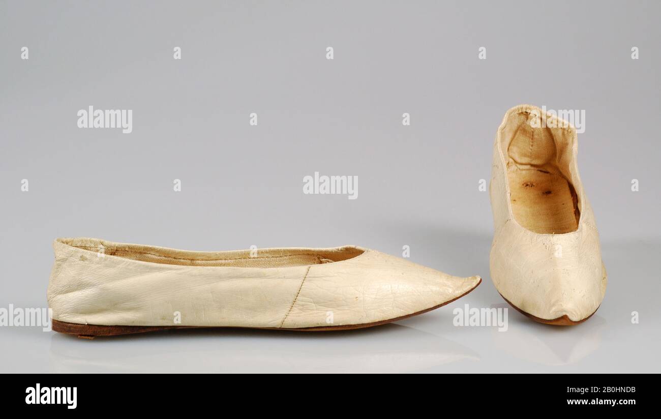 Pantofole, possibilmente americano, 1795–1805, possibilmente americano, cuoio Foto Stock