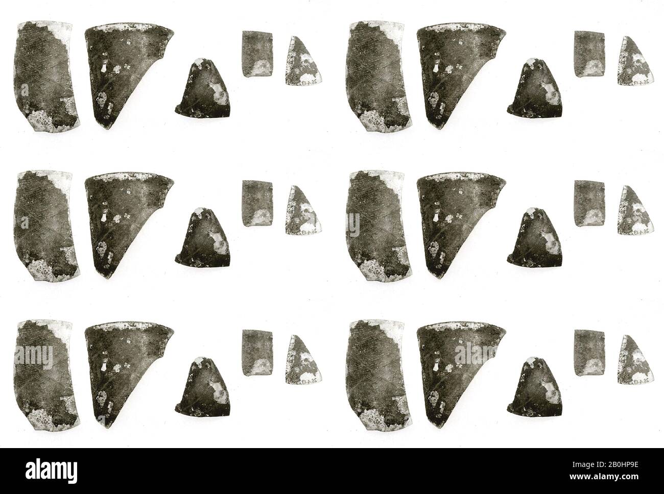 Vaso, frammenti, Periodo meroitico, Data 270 a.C.-d.C. 320, Da Nubia (Sudan), Lower Nubia, Faras, Cemetery 1, Grave 1504, Università Degli Scavi Di Oxford A Nubia 1910-1912, Glass Foto Stock