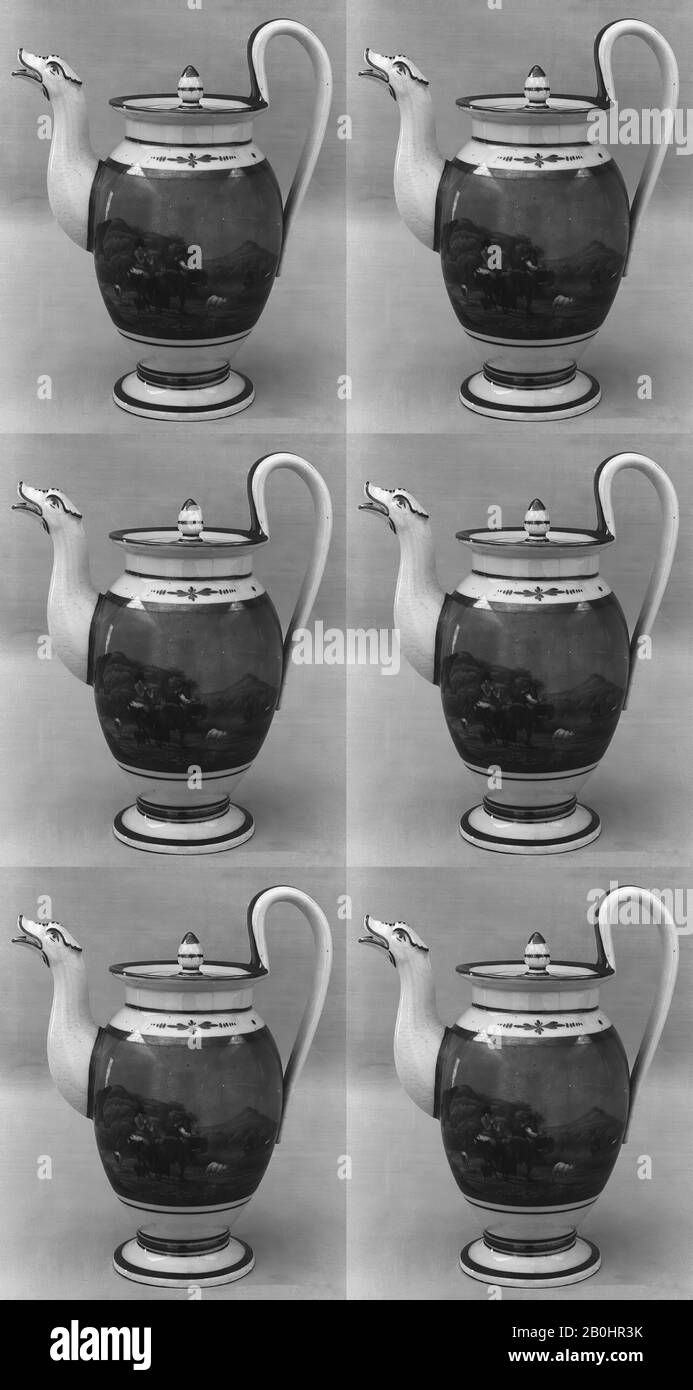 Caffettiera (parte di un set), Francese, 1820–30, Francese, porcellana dura, altezza: 8 poll. (20,3 cm), porcellana ceramica Foto Stock