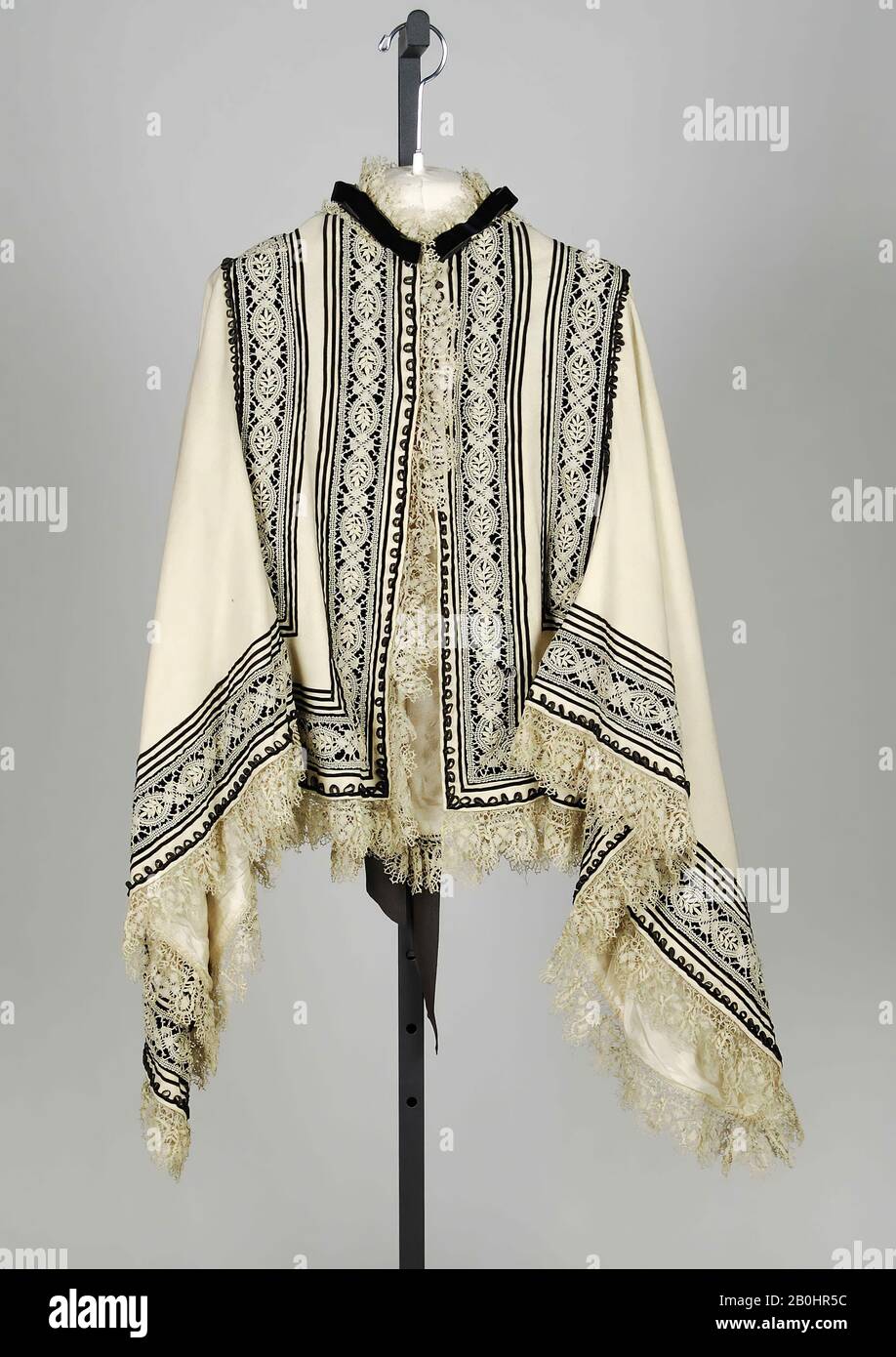 Dolman, americano, 1870–79, americano, lana, seta, lino Foto Stock