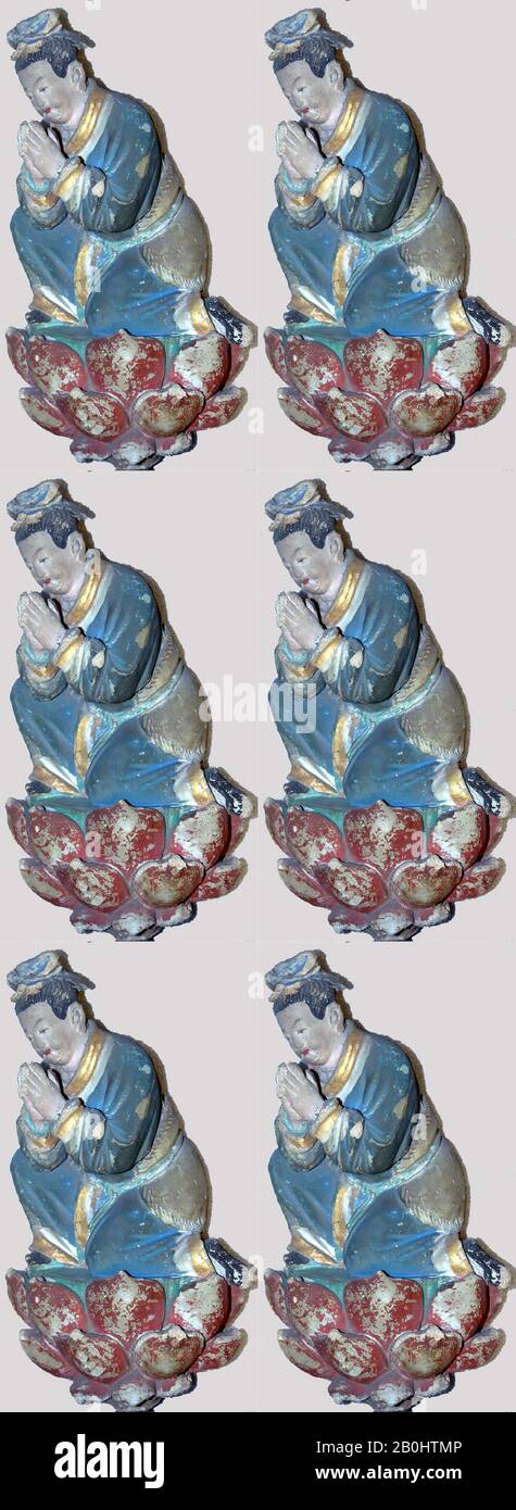 Statuette, Cina, dinastia Ming iniziale (1368–1644), Cultura: Cina, fango, H. 9 1/2 in. (24,1 cm), scultura Foto Stock