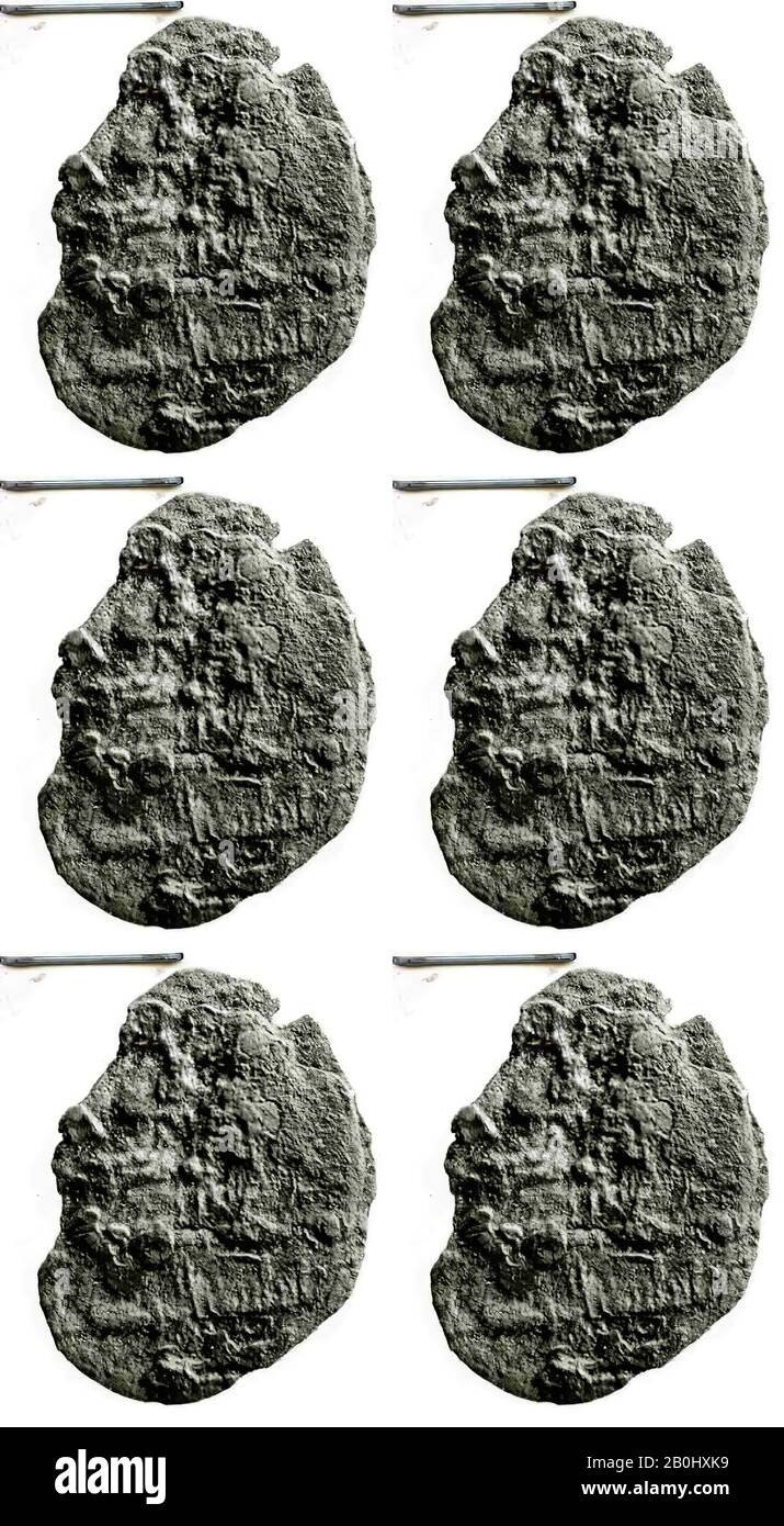 Moneta, all'inizio del 9th secolo, Scavata in Iran, Nishapur, rame, Monete Foto Stock