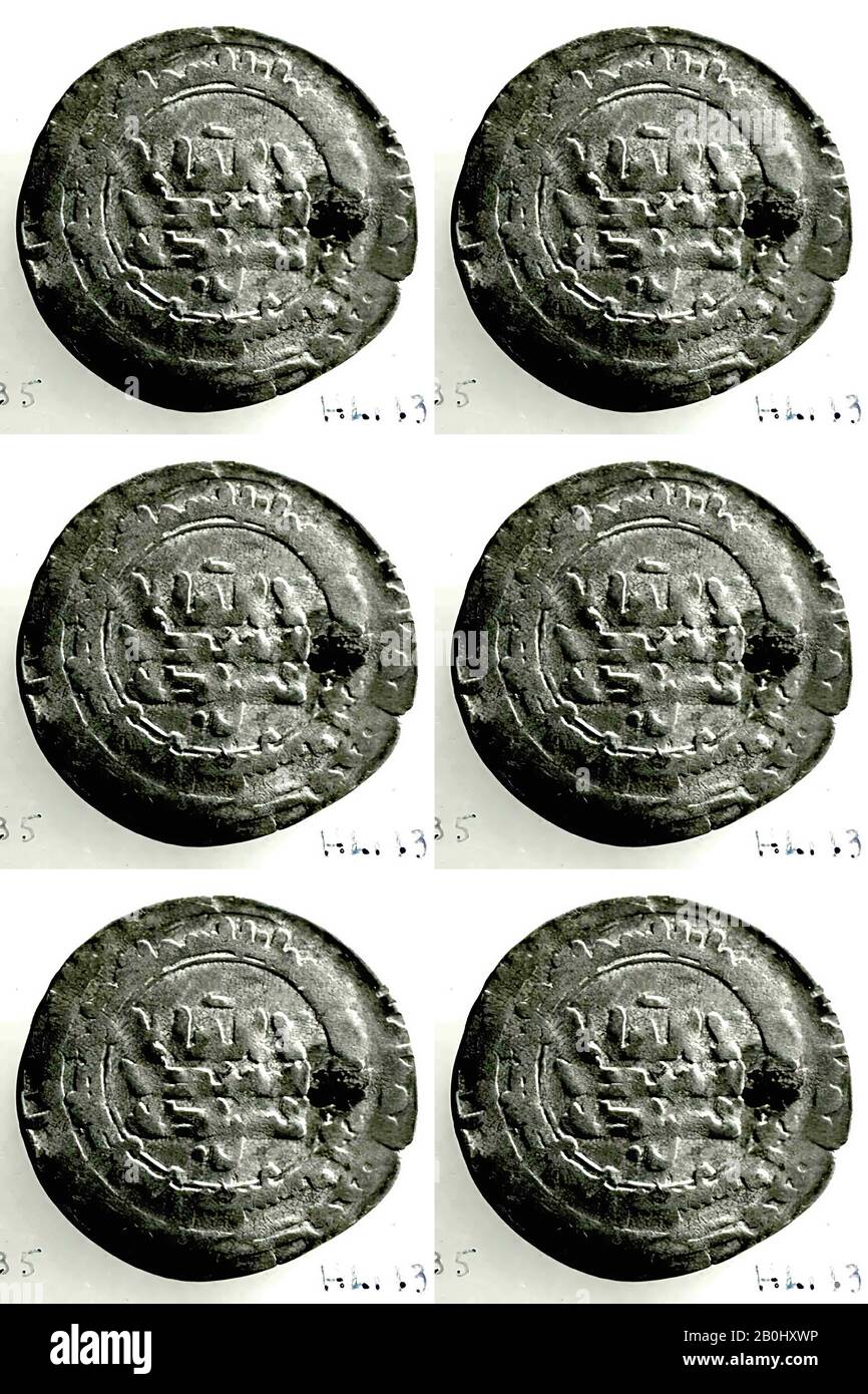 Moneta, datata 344 d.C./955 d.C., Mint al-Shash. Da Iran, Nishapur, Argento, Monete Foto Stock