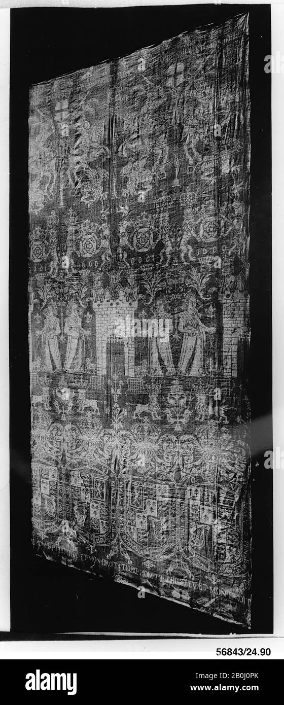 Tovaglia, fiamminga o olandese, 1609, fiamminga o olandese, lino, L. 127 x W. 80 pollici (322,6 x 203,2 cm), tessuto tessile Foto Stock