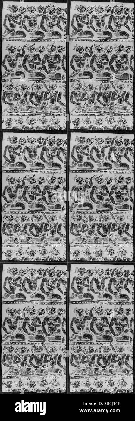 Sfregamento dei Monkeys Seduti, Cambogia, 20th secolo, Cambogia, inchiostro su carta, H. 44 3/4 in. (113,7 cm); W. 23 1/8 in. (58,7 cm), Sfregamento Foto Stock