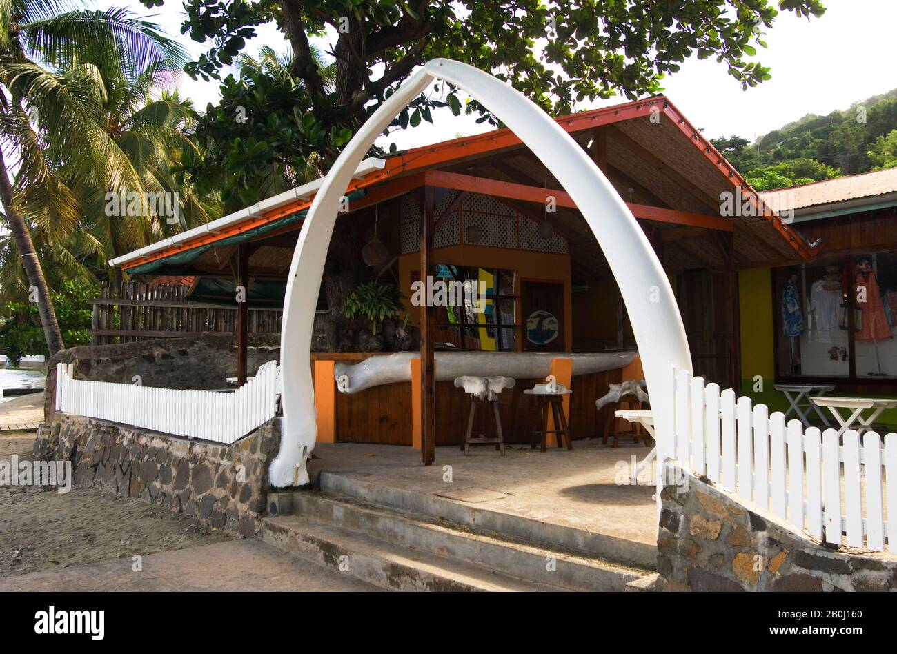 GRENADINE, BEQUIA ISLAND, PORT ELIZABETH, WHALEBONE RISTORANTE Foto Stock