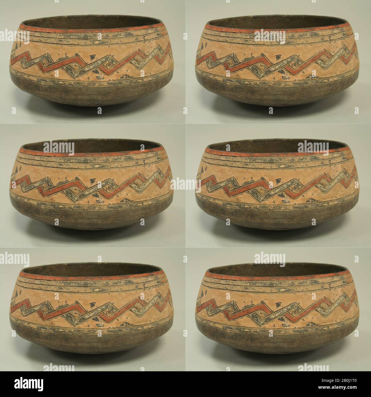 Coppa Dipinta incisa, Paracas, 5th-2nd secolo a.C., Perù, Ica Valley, Paracas, ceramica, pigmento, Diam. 7 1/4 poll. (18,4 cm), contenitori in ceramica Foto Stock