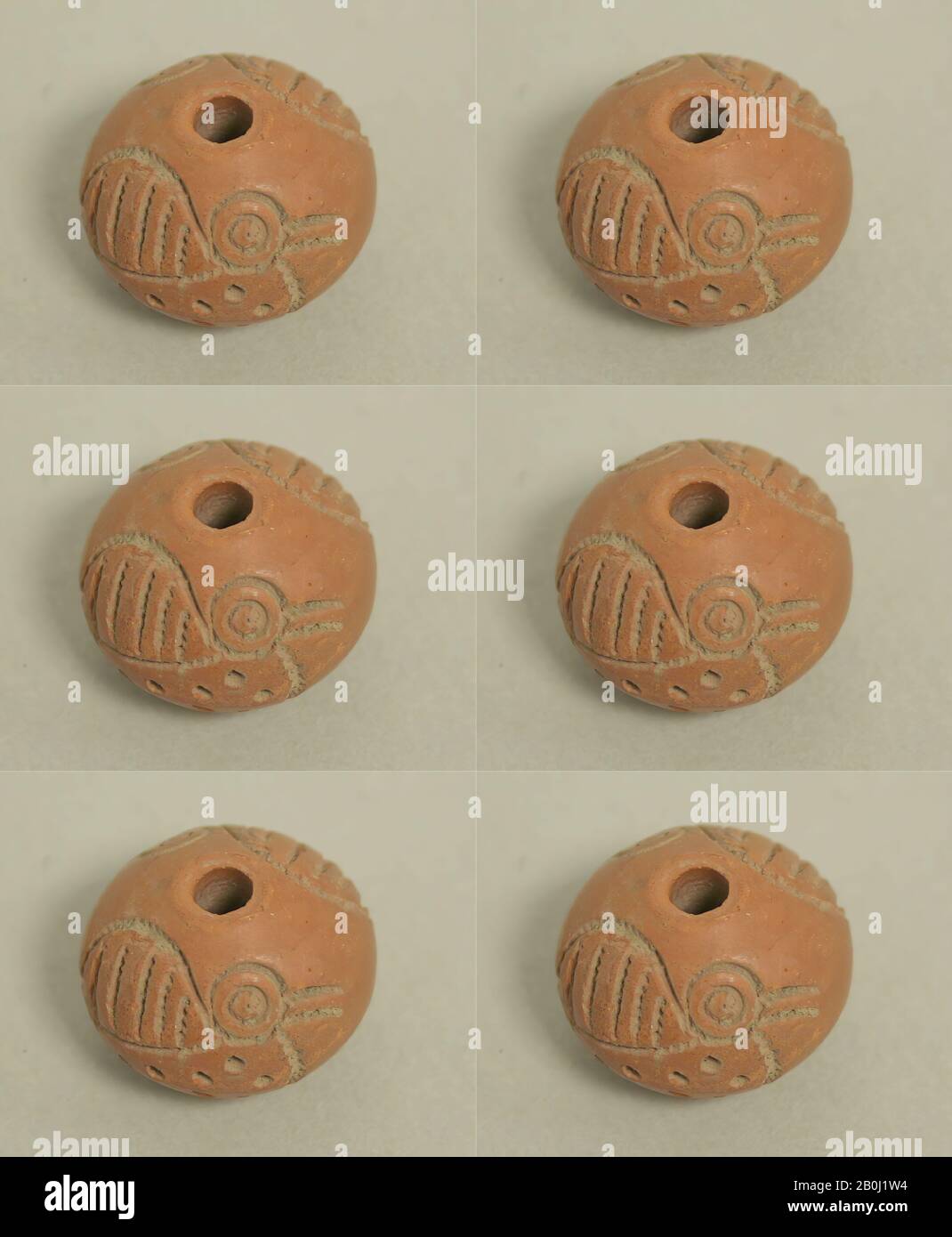 Fuso Whorl, peruviano; costa nord (?), A.D. 1-500, Perù, peruviano; costa nord (?), ceramica, Diam. 5/8 poll. (1,7 cm), Attrezzi in ceramica Foto Stock