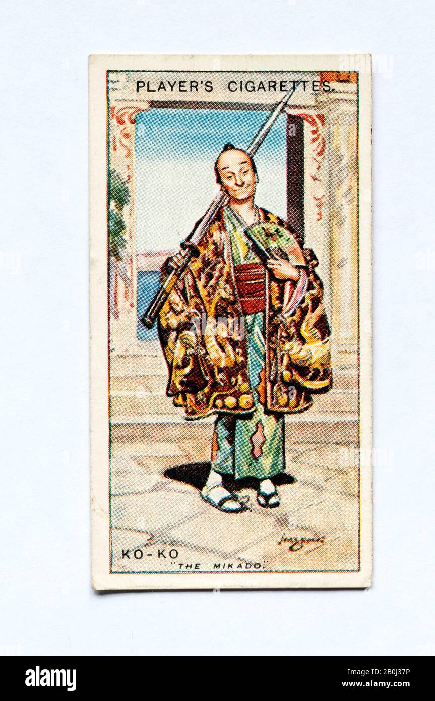 La carta da sigarette del giocatore nella serie Gilbert & Sullivan mostra il personaggio di Ko-Ko dal Mikado. Emesso Nel 1926. Foto Stock