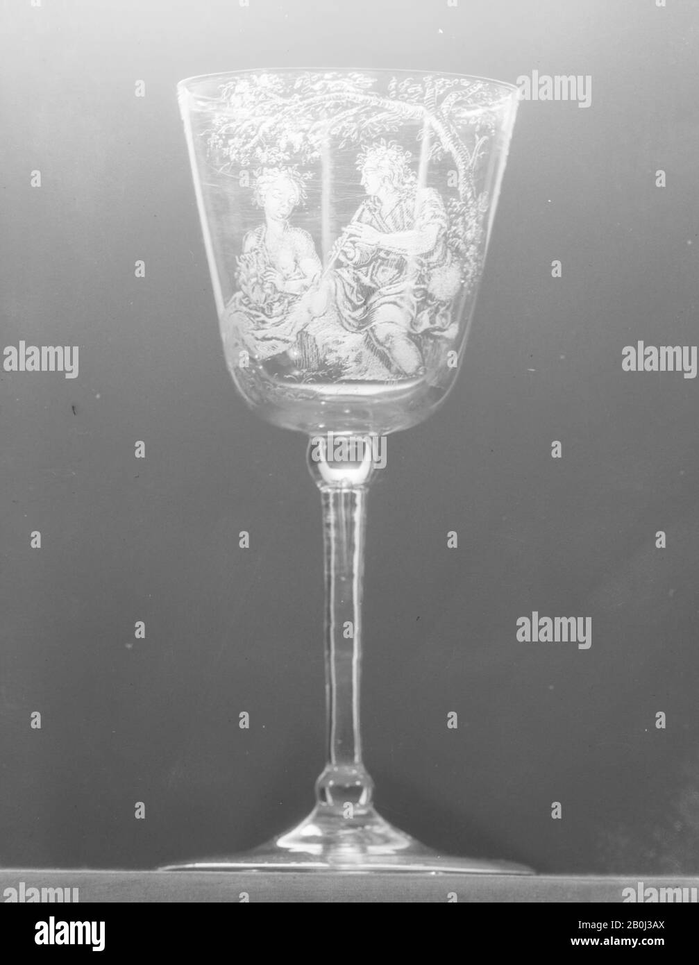 Wineglass, olandese, 18th secolo, olandese, vetro, Totale: 6 1/2 × 2 3/4 in. (16,5 × 7 cm), vetro Foto Stock