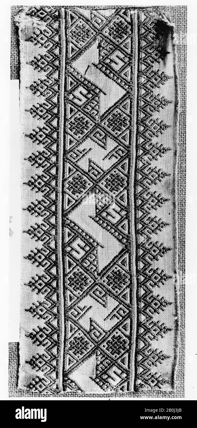 Band, possibilmente tedesco, 18th secolo, possibilmente tedesco, seta e lino, Complessivo: 3 x 7 1/4 in. (7,6 x 18,4 cm), tessuto tessile Foto Stock