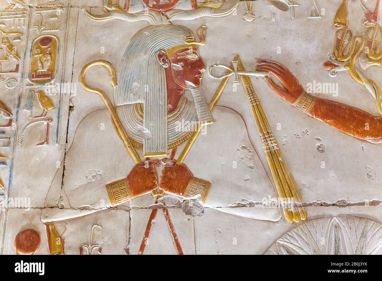 Re Seti i ricevette la caviglia da Thoth, il Grande Tempio di Abydos Foto Stock