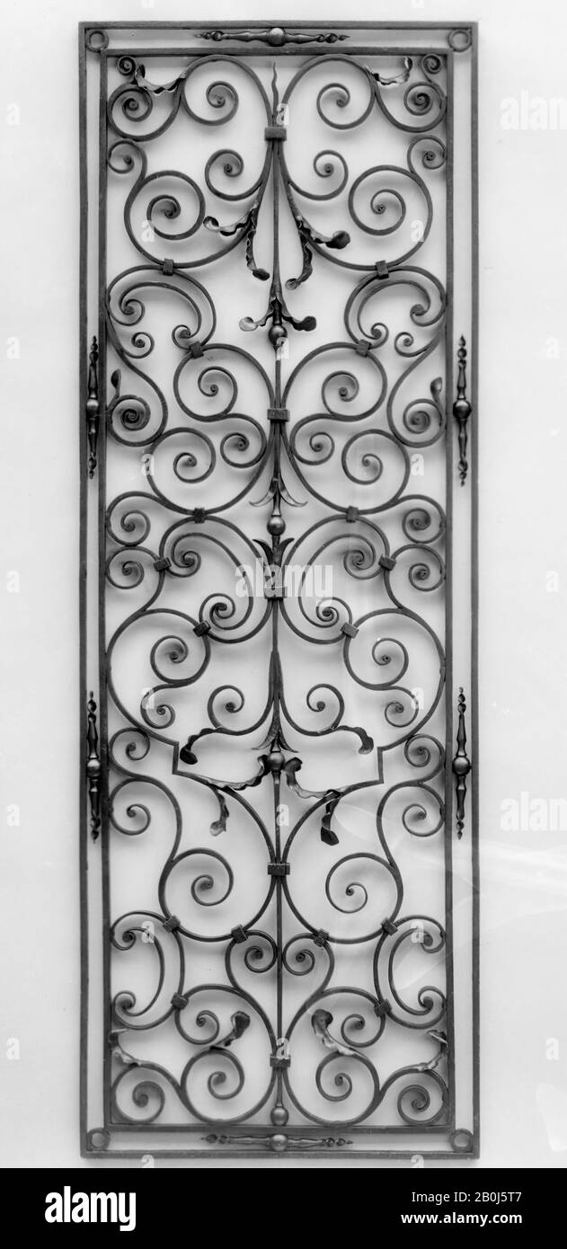 Panel, Inglese, ca. 1715–30, British, ferro Battuto, Totale: 39 1/4 × 20 3/4 in. (99,7 × 52,7 cm), Ferro-Metallo Foto Stock
