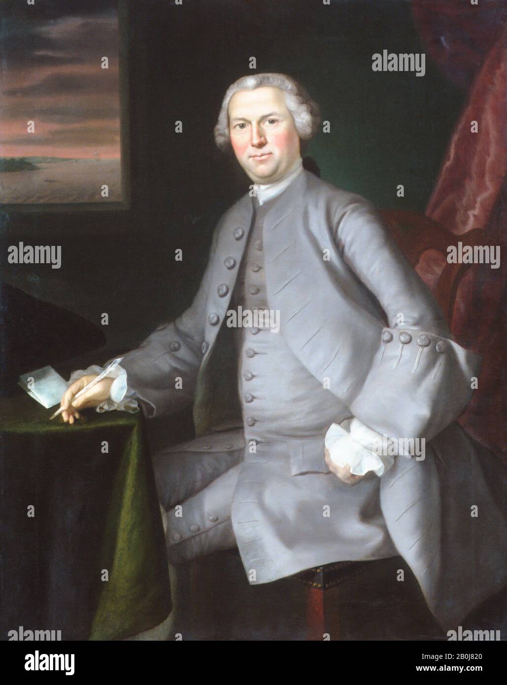 Joseph Blackburn, Samuel Cutts, Americano, Joseph Blackburn (Attivo Nel 1752–Ca. 1778), ca. 1762–63, americano, olio su tela, 50 1/4 x 40 3/8 in. (127,6 x 102,6 cm), Dipinti Foto Stock