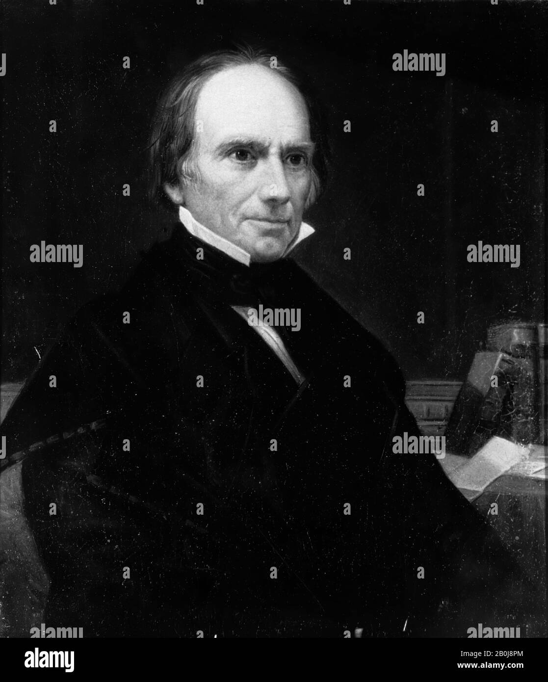 Oliver Frazer, Henry Clay, Americano, Oliver Frazer (1808–1864), Ca. 1840, americano, olio su metallo (possibilmente stagno), 5 11/16 x 4 3/4 in. (14,4 x 12,1 cm), Dipinti Foto Stock