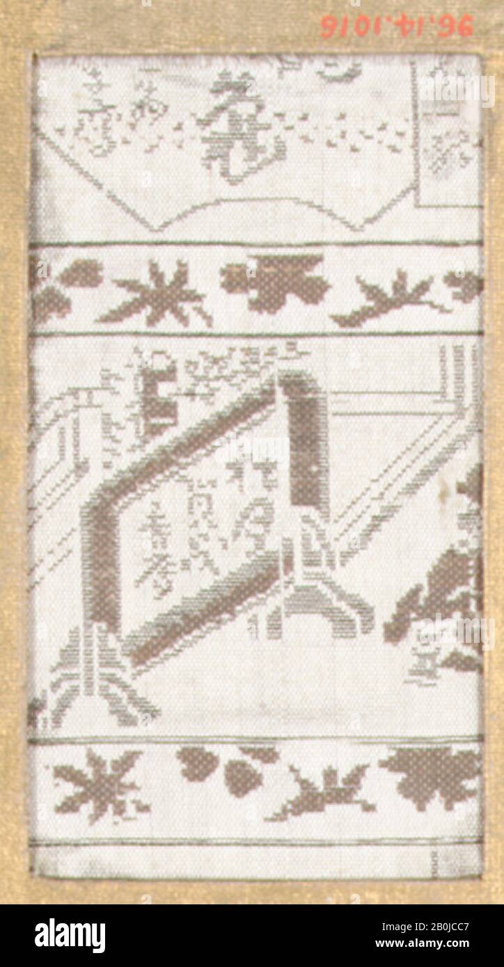 Pezzo, Giappone, 18th–19th secolo, Giappone, seta, 3 1/2 x 2 pollici (8,89 x 5,08 cm), tessuto tessile Foto Stock